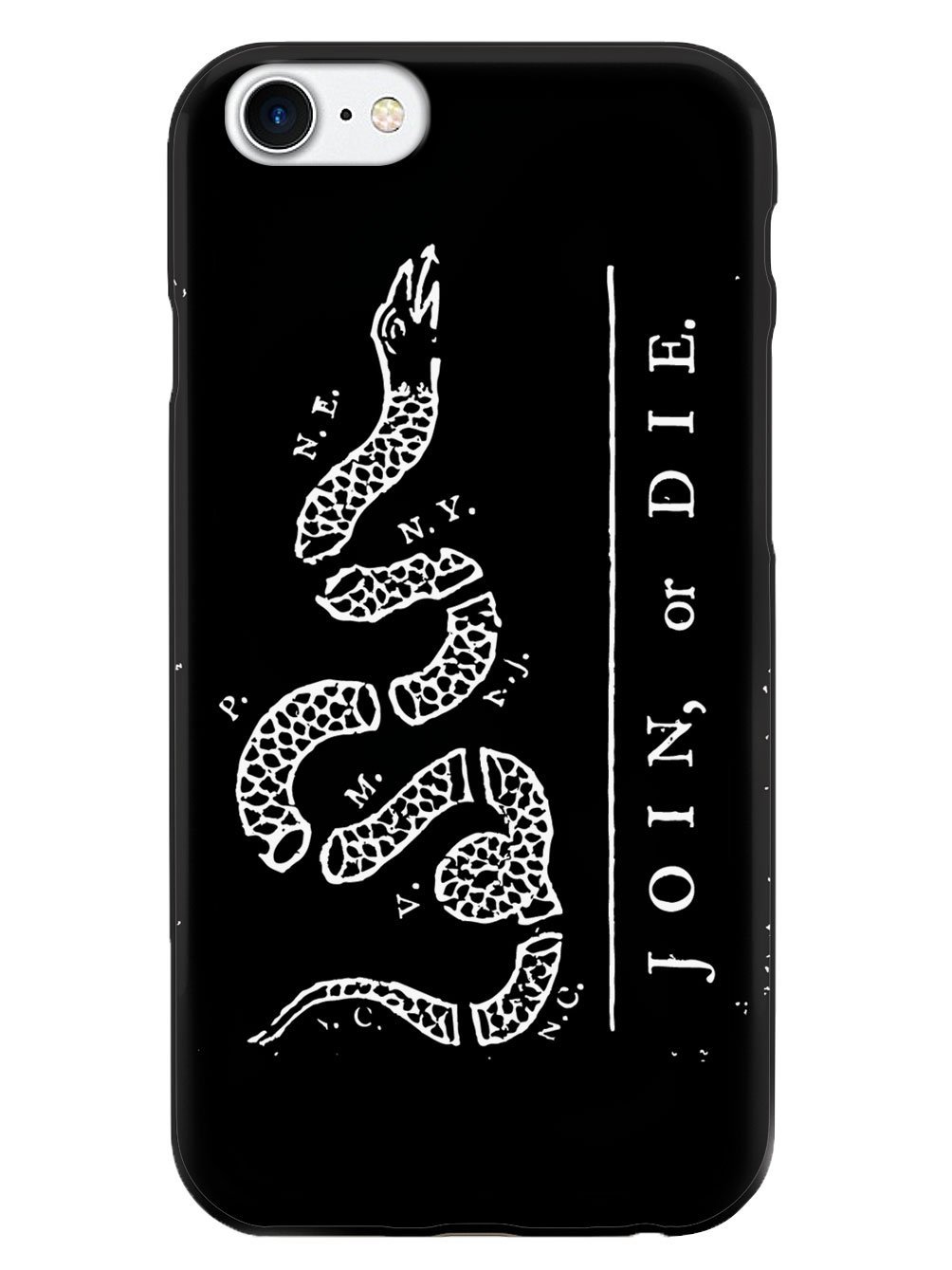 Inspired Cases - iPhone 8 Case with 3D Textured Design | Protective Cover for Apple iPhone 8 | 'Join or Die' Black Phone Case | Perfect for Daily Use, Travel & Work