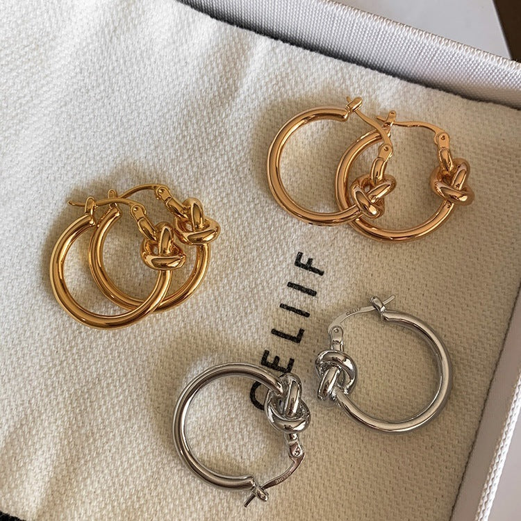 Elegant Gold Knot Hoop Earrings for Women - Minimalist Everyday Jewelry Gift | Perfect for Daily Wear, Office, and Special Occasions