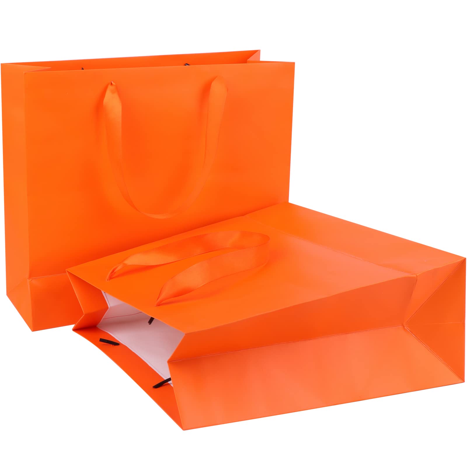 10 Pack Orange Kraft Paper Gift Bags with Handles - 12.6