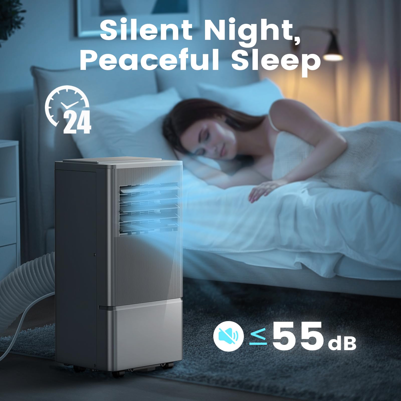 Air Choice 10000 BTU Portable Air Conditioner - Cools Rooms Up to 450 Sq.Ft | 3-in-1 AC Unit with Dehumidifier & Fan | 24H Timer & Remote Control | Includes Window Kit | Metallic Grey | Perfect for Bedrooms, Living Rooms & Home Offices