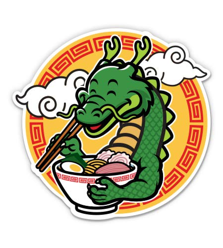 Chinese Food Dragon 3 Inch Vinyl Sticker - Waterproof Decal for Car, Laptop, Water Bottle, Phone - Perfect for Personalizing Tech Accessories & Travel Gear