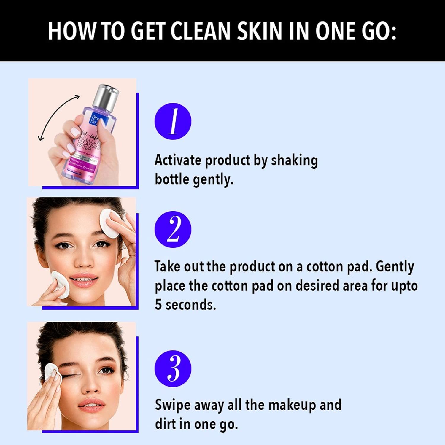 Blue Heaven Oil-Infused Micellar Cleansing Water 125ml - Gentle Makeup Remover & Face Cleanser for All Skin Types | Perfect for Travel & Daily Skincare Routine