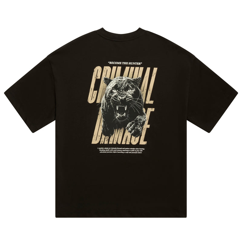 Criminal Damage Hunter T-Shirt for Men - Black Cotton Graphic Tee - Streetwear & Urban Fashion for Casual Wear