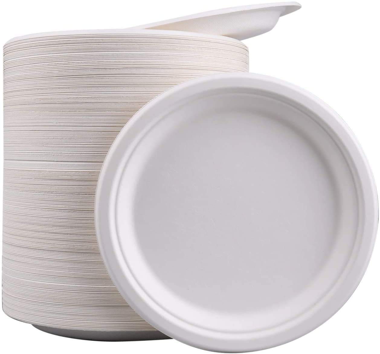 50-Pack Large 9-Inch Premium Biodegradable Bagasse Plates - Super Strong & Rigid, Eco-Friendly Compostable Dinnerware for Parties, Picnics, BBQs, Work Lunches & Everyday Use