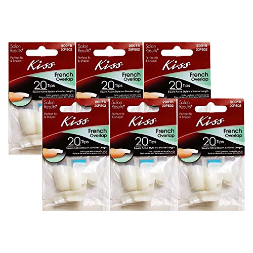 Kiss Acrylic Plain 20 Nails (6 Pack) - French Overlap False Nails for Women, Natural Looking Press On Nails for Manicure, Salon Quality Fake Nails for Parties, Weddings & Special Occasions