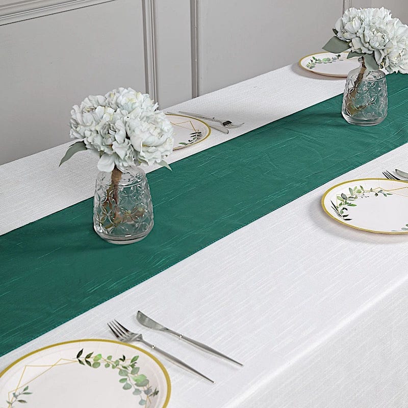 12-Pack 108-Inch Metallic Accordion Crinkled Taffeta Table Runner for Wedding, Party, Holiday & Home Decor - Elegant Dining Table Decorations