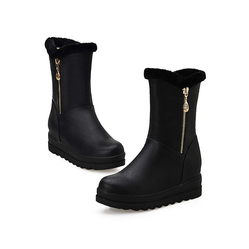 ChyJoey Women's Waterproof Winter Snow Boots - Platform Flat Fur Lined Mid Calf Boots with Round Toe & Zipper | Warm Casual Shoes for Snowy Days, Outdoor Activities & Winter Fashion