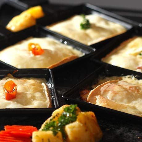 Non-Stick Mini Cheese Raclette Pan Set with Bamboo Handle - 8-Piece Oven-Safe Baking Tool for Melting Cheese, Frying Eggs & Making Quesadillas - Perfect for Home Cooking, Camping & Party Snacks