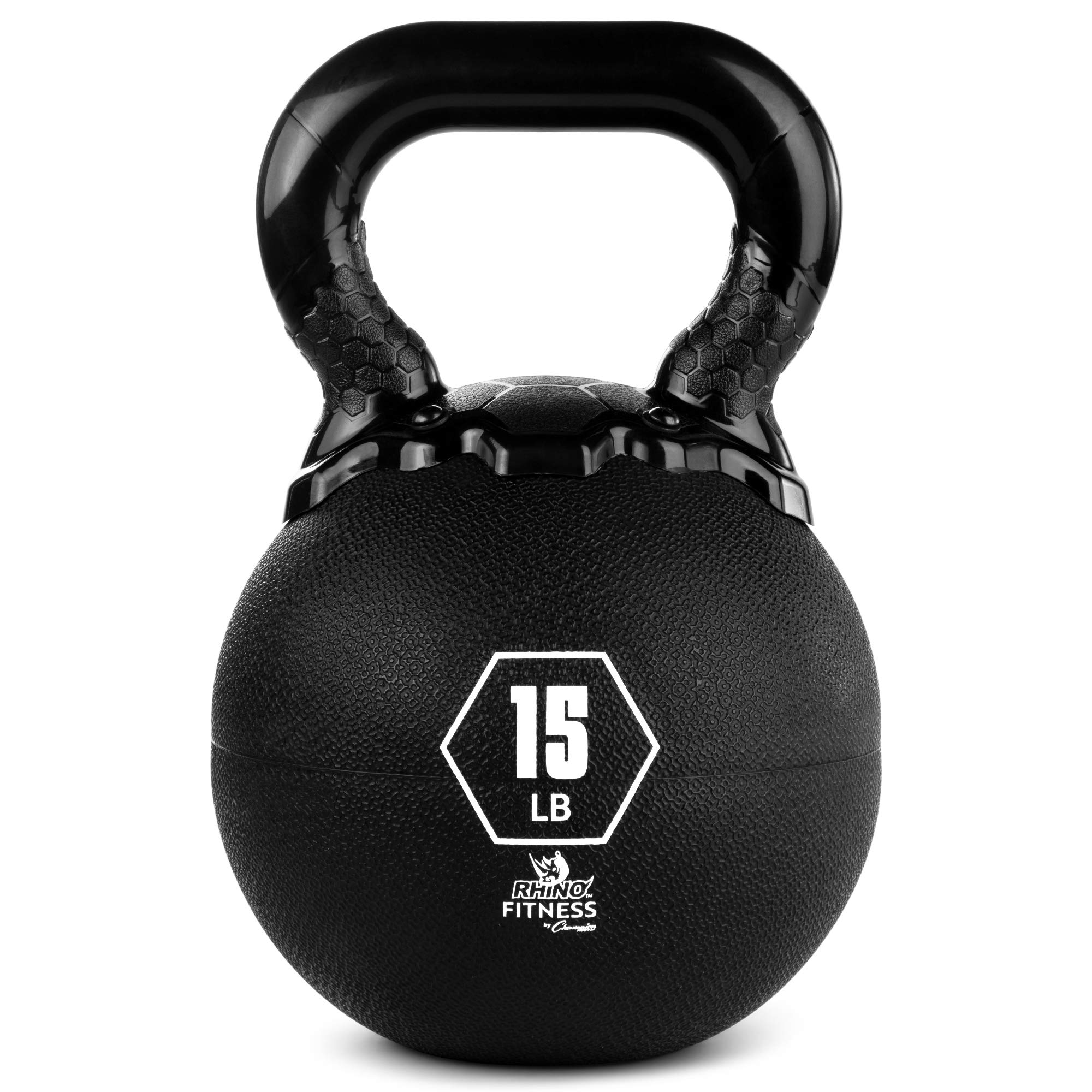Champion Sports Rhino Kettlebell Rubber Weights - Premium Strength Training Equipment for Home Gym, CrossFit & Functional Fitness - Multiple Weights Available (5-50 lbs) - Durable Black Rubber Coating for Floor Protection & Noise Reduction