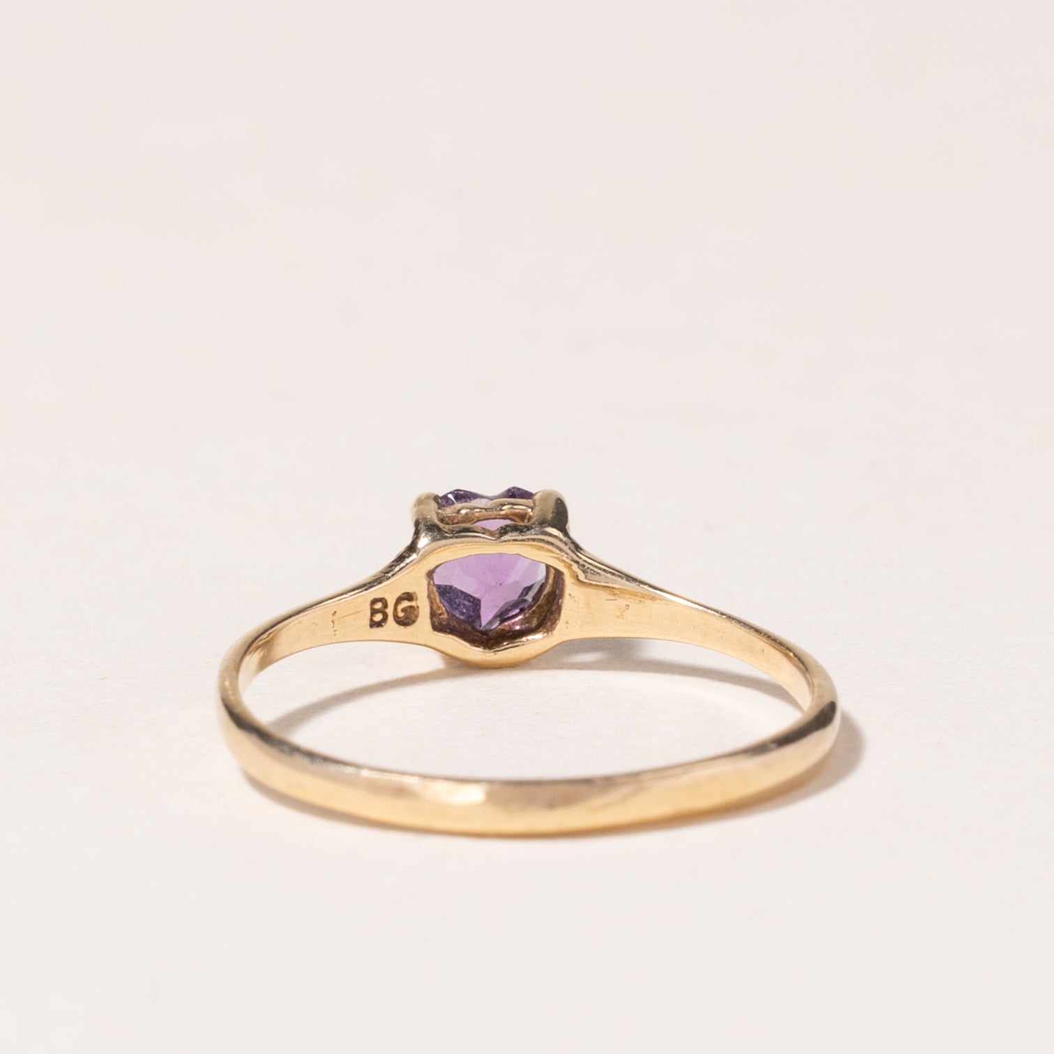 10K Yellow Gold Heart Cut Amethyst Ring for Women | 0.23ct Natural Amethyst Gemstone | Size 2.75 | Valentine's Day Gift, Anniversary Jewelry, Romantic Present