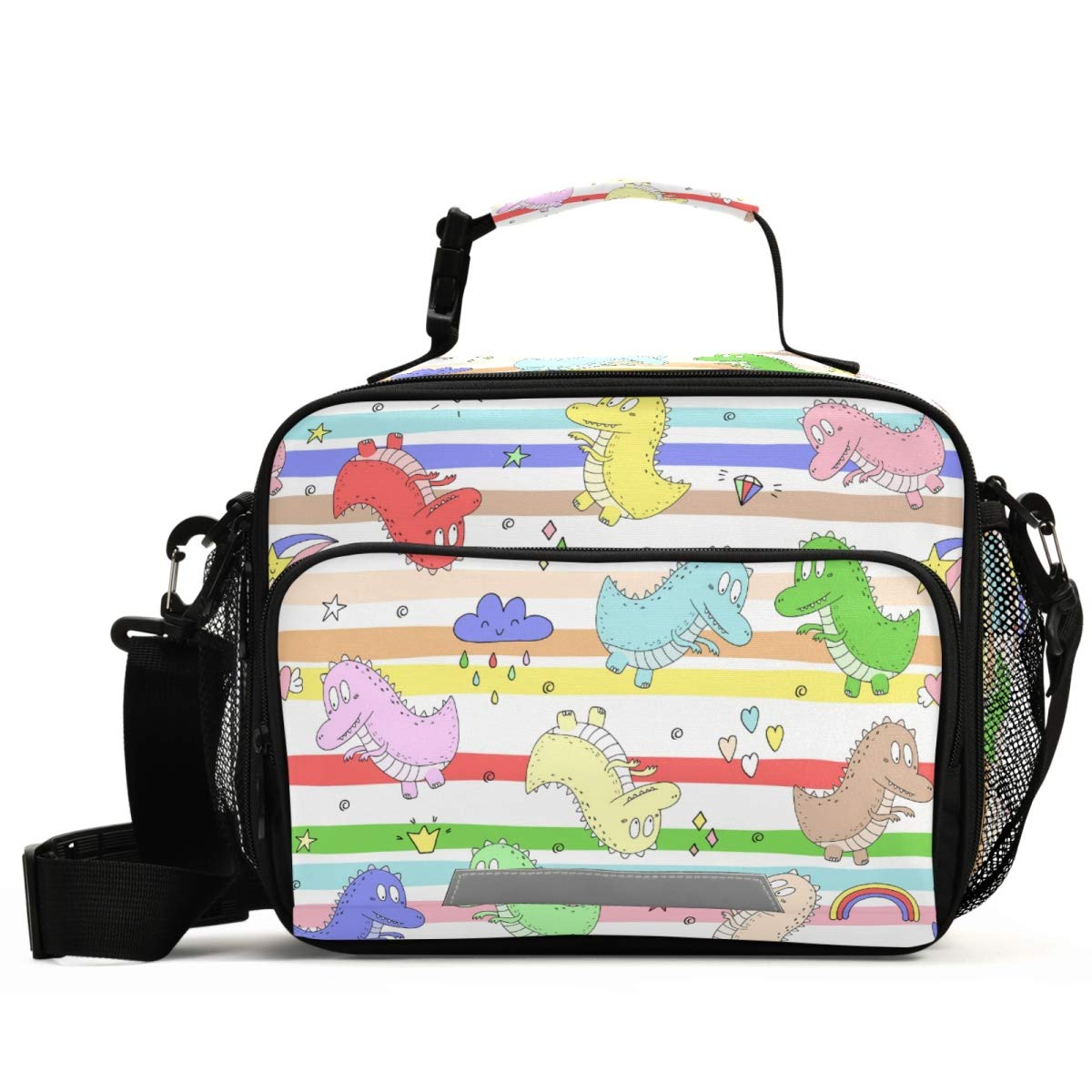 Dinosaur Insulated Lunch Bag for Kids & Adults - Adjustable Shoulder Strap, Leakproof Picnic Lunch Box for School, Work & Outdoor Activities