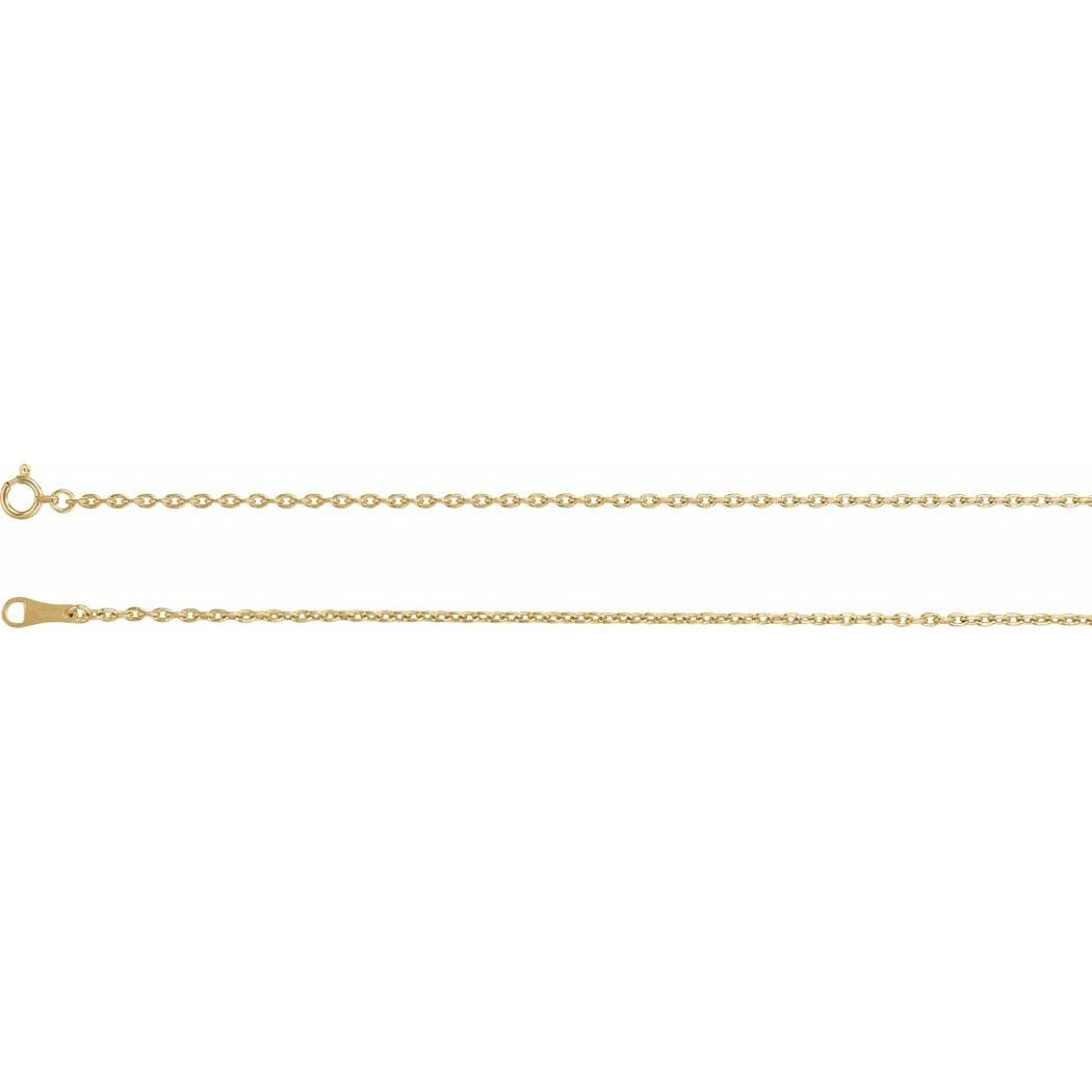18K Yellow Gold Solid Cable Chain Necklace with Spring Ring Clasp for Women & Men - Durable Everyday Jewelry for Gifts, Layering & Special Occasions