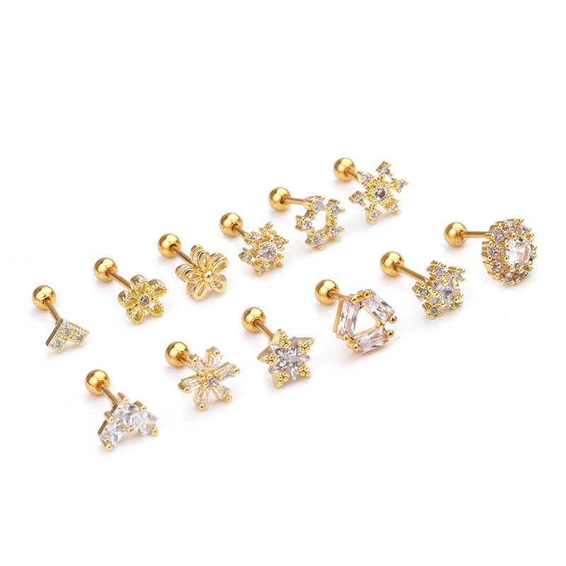 20G Snowflake Cartilage Conch Sleeper Stud Earrings for Women - HSPJ1917 | Dainty Hypoallergenic Earrings for Daily Wear & Special Occasions