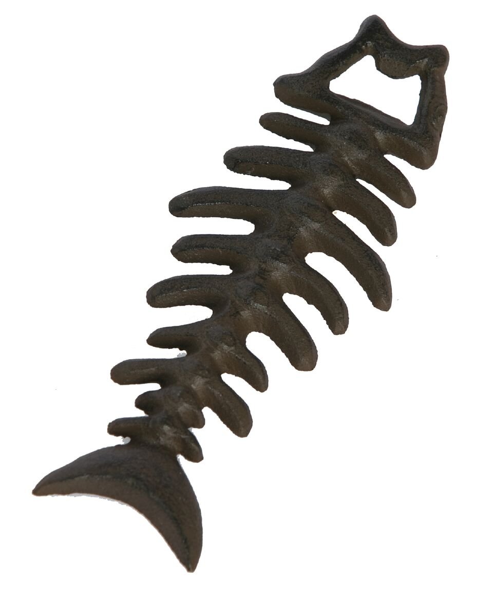 Vintage Heavy Duty Cast Iron Bottle Opener - Antique Brown Fish Bone Design (6 Inch) - Perfect for Home Bars, Outdoor Picnics, and BBQ Parties