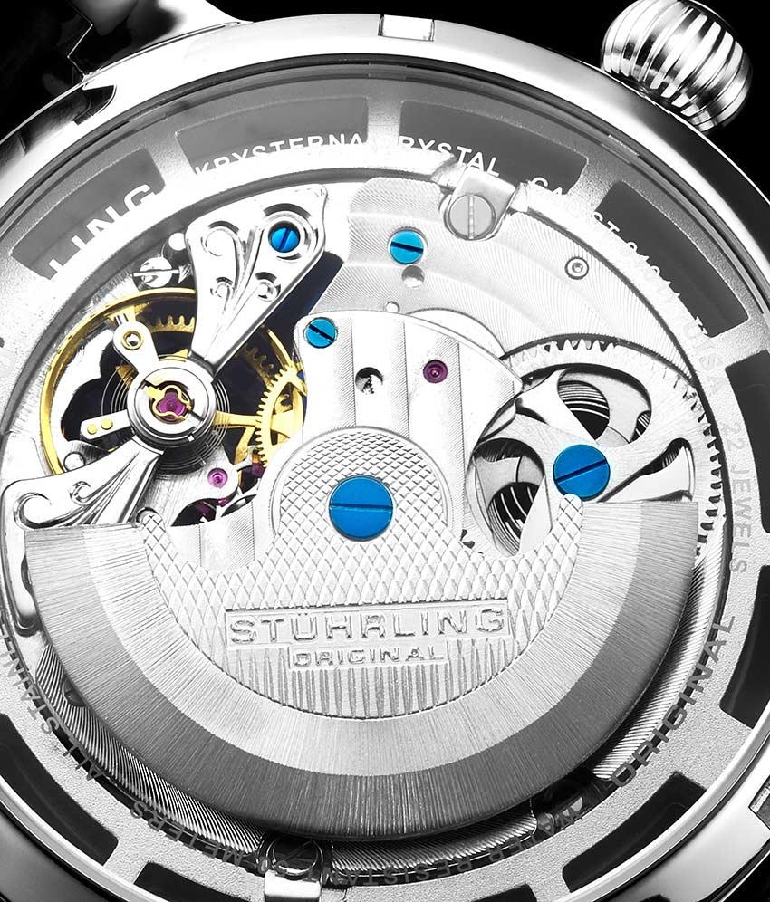 Luciano 371B Automatic 46mm Skeleton Watch for Men - Luxury Stainless Steel Mechanical Timepiece with Transparent Dial - Perfect for Business, Formal Events & Gift Giving