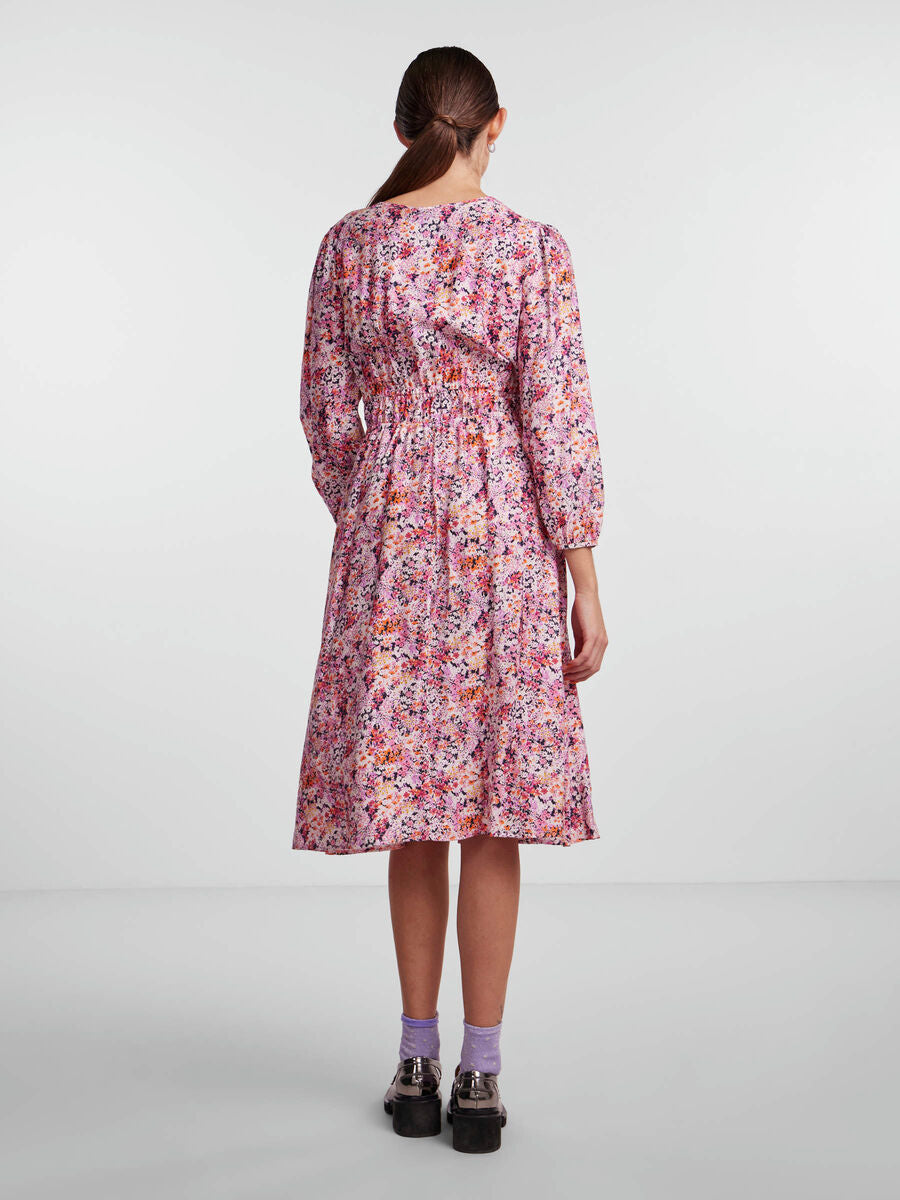 BRUNA MIDI DRESS - Floral Print Violet Summer Dress for Women | Perfect for Beach Vacation, Wedding Guest & Date Night Outfits
