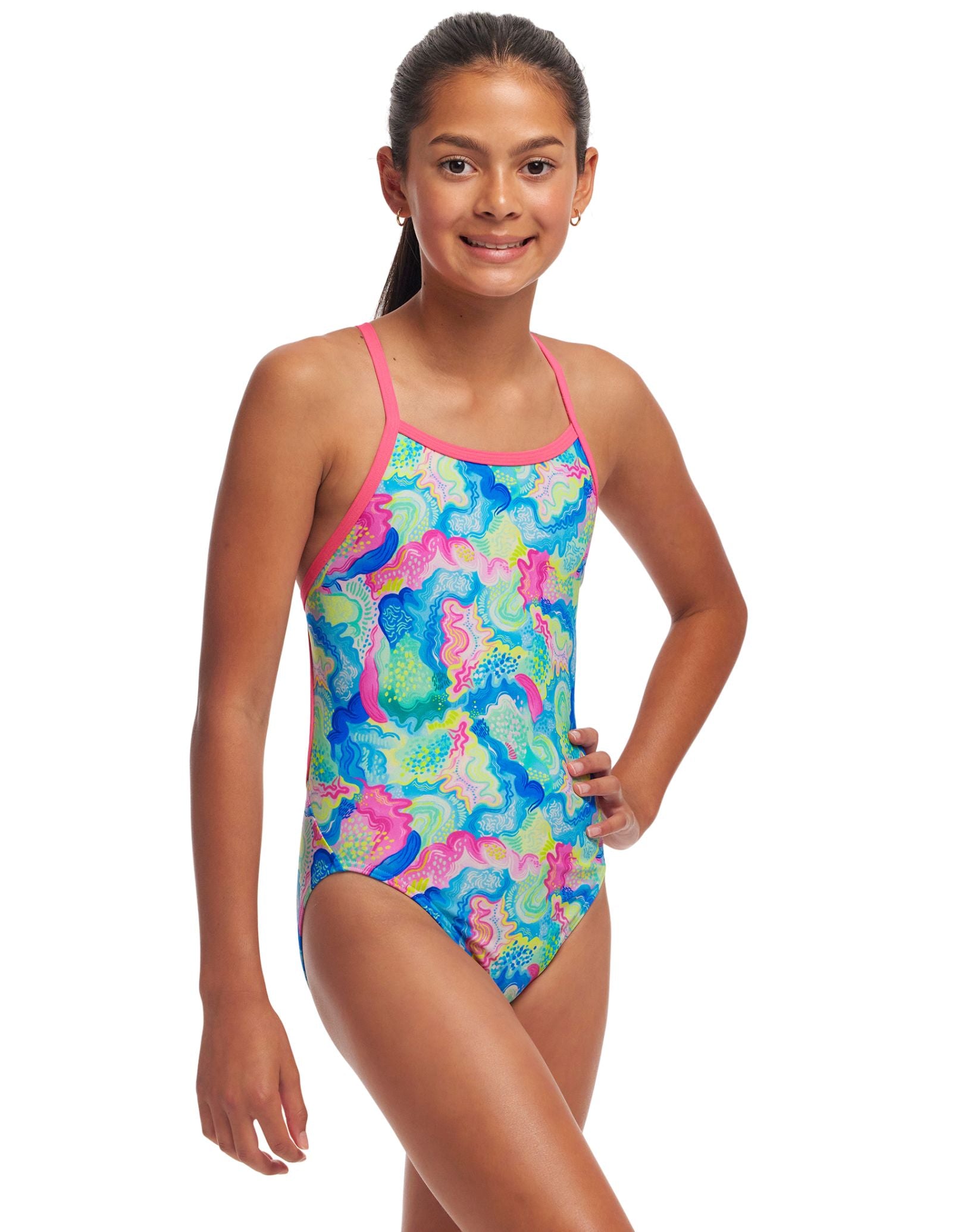 Girls Olive Green One Shoulder Swimsuit - Stylish & Comfortable Bathing Suit for Kids, Beach & Pool Wear