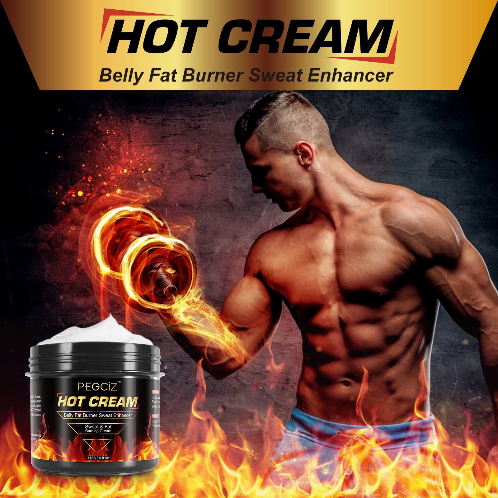Premium Fat Burning Cream for Weight Loss - Hot Slimming Cream for Belly, Thighs & Butt - Cellulite Treatment Cream for Women & Men - Firming & Sweat-Activating Body Cream for Legs & Stomach - Perfect for Gym, Home Workouts & Post-Pregnancy Body Shaping