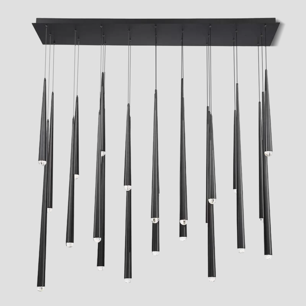 Modern Rectangle Tubular Chandelier - Sleek LED Pendant Light for Dining Room, Living Room, Bedroom - Energy Efficient Contemporary Ceiling Fixture