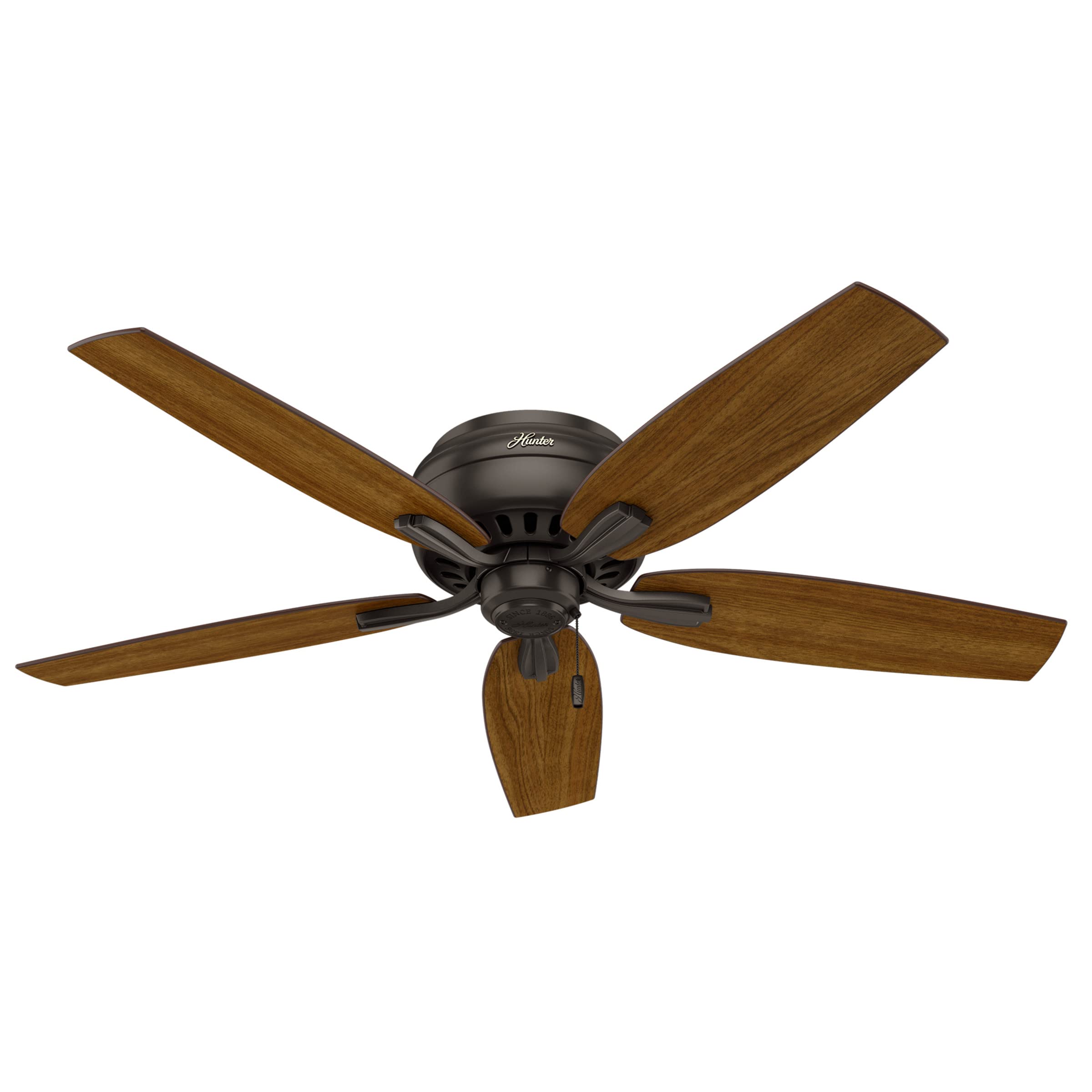 Hunter Fan Company 53314 52-Inch Newsome Premier Bronze Low Profile Ceiling Fan with LED Light Kit and Pull Chain - Perfect for Bedroom, Living Room, and Indoor Spaces