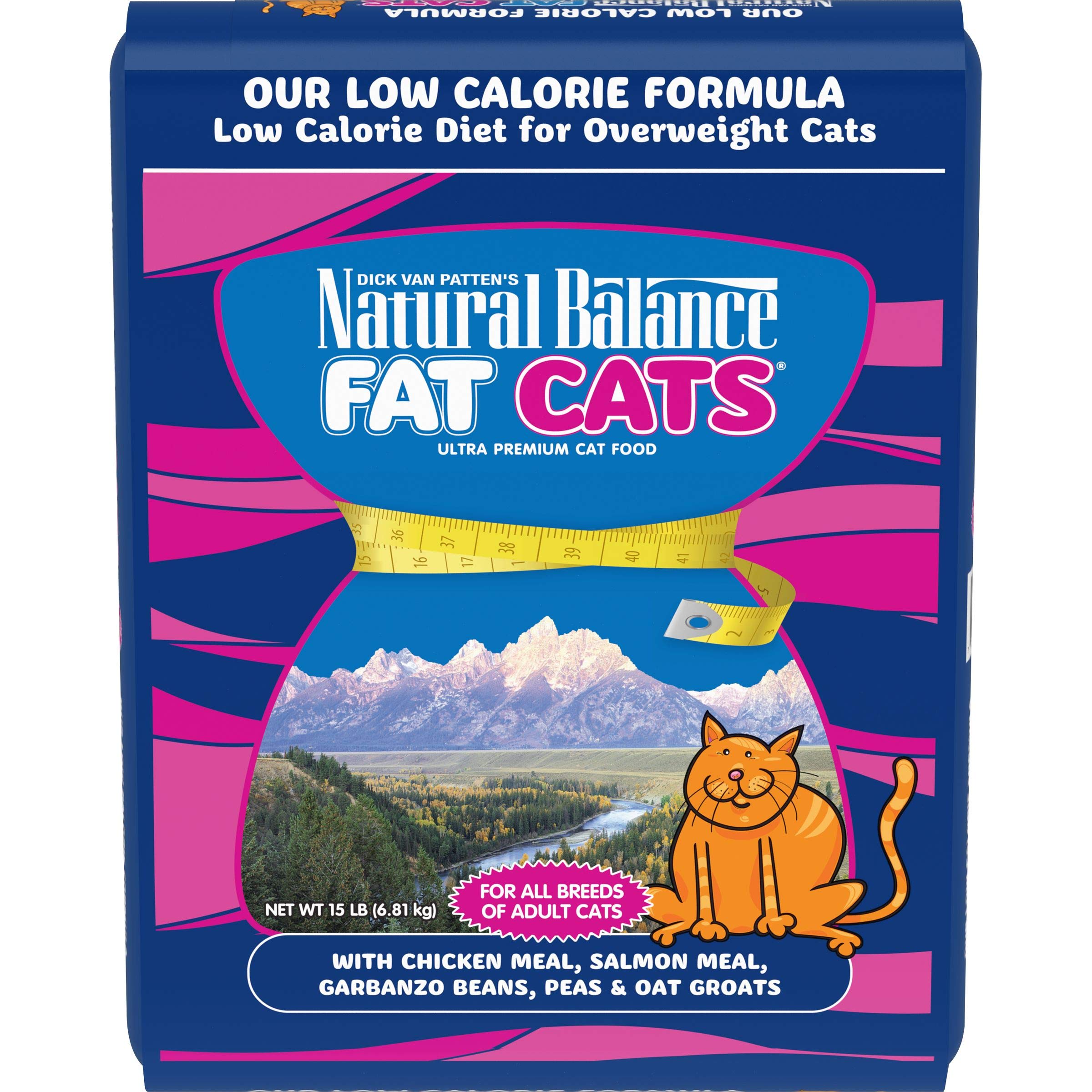 Natural Balance Fat Cats Low-Calorie Dry Cat Food - Weight Management for Overweight Adult Cats with Chicken Meal, Salmon Meal, Garbanzo Beans, Peas & Oat Groats - Perfect for Indoor Cats & Senior Felines