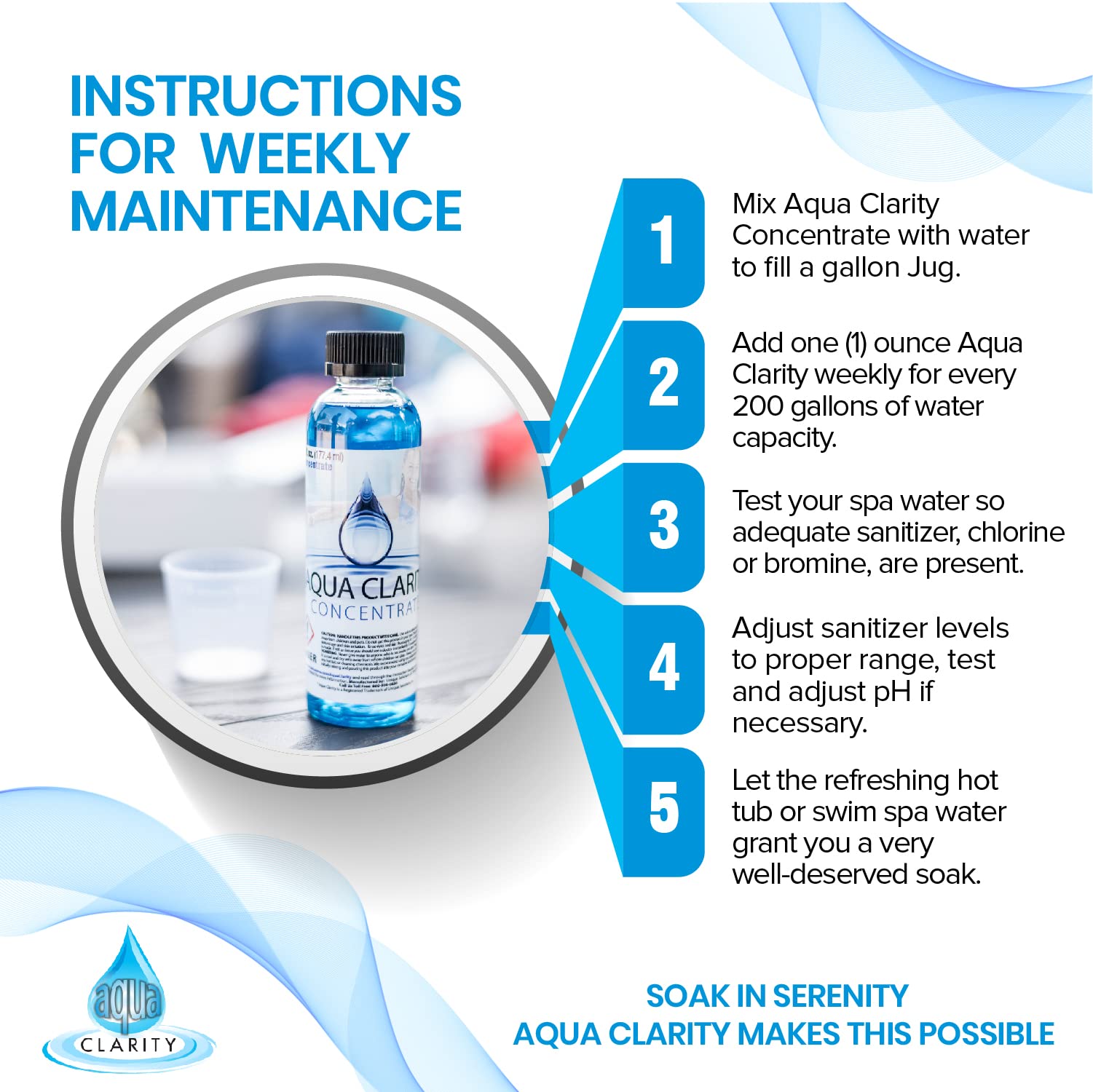 3-in-1 Hot Tub Cleaner, Clarifier & Conditioner - Weekly Treatment Eliminates Need to Drain, Reduces Chemical Use - Complete 1-Year Spa Maintenance for Crystal Clear Water (Ideal for Backyard Relaxation & Hydrotherapy)