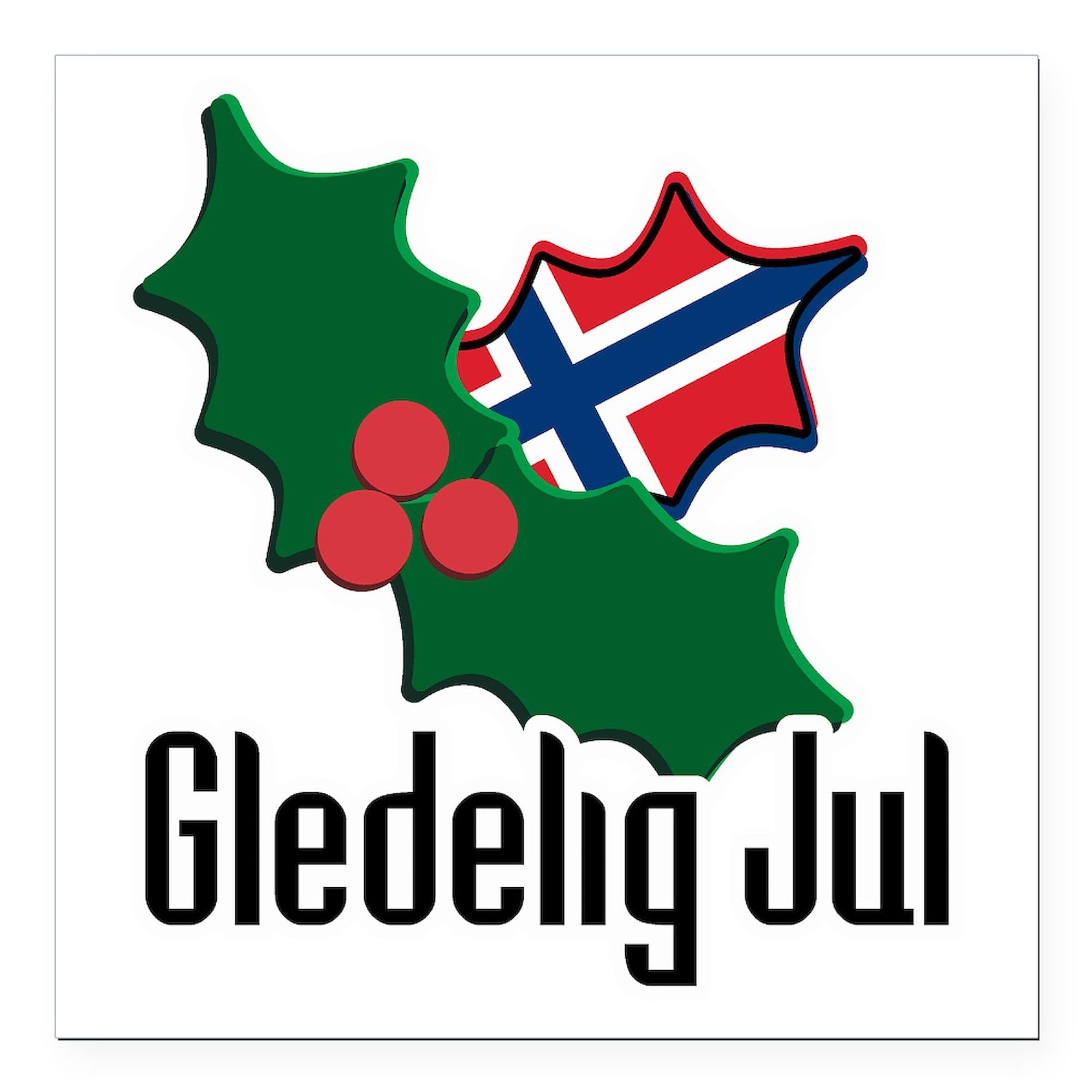 Norway Christmas Gledeli Square Car Magnet 3