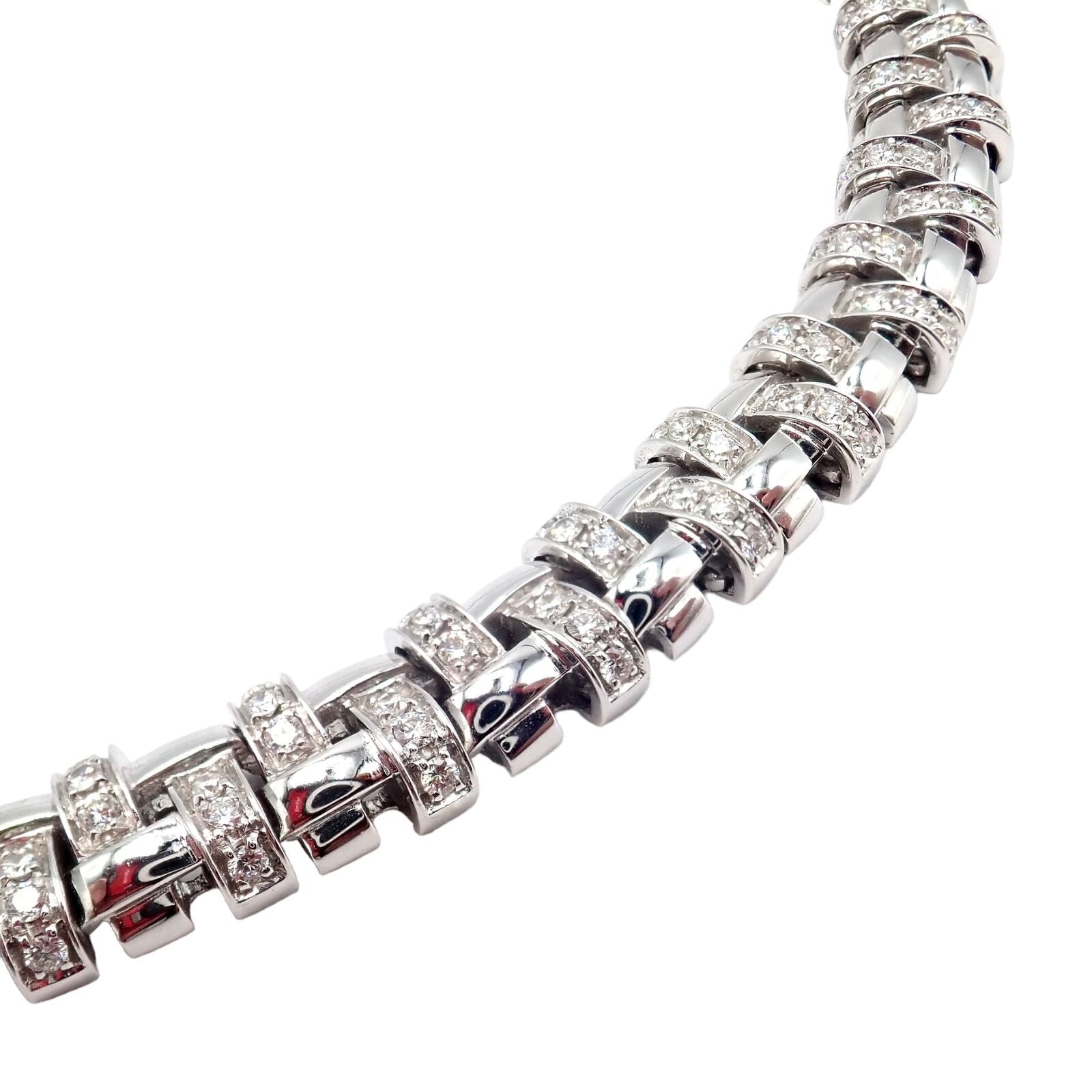 Authentic Tiffany & Co Vannerie 18k White Gold Basket Weave Diamond Necklace | Luxury Jewelry for Women | Perfect for Weddings, Anniversaries & Special Occasions