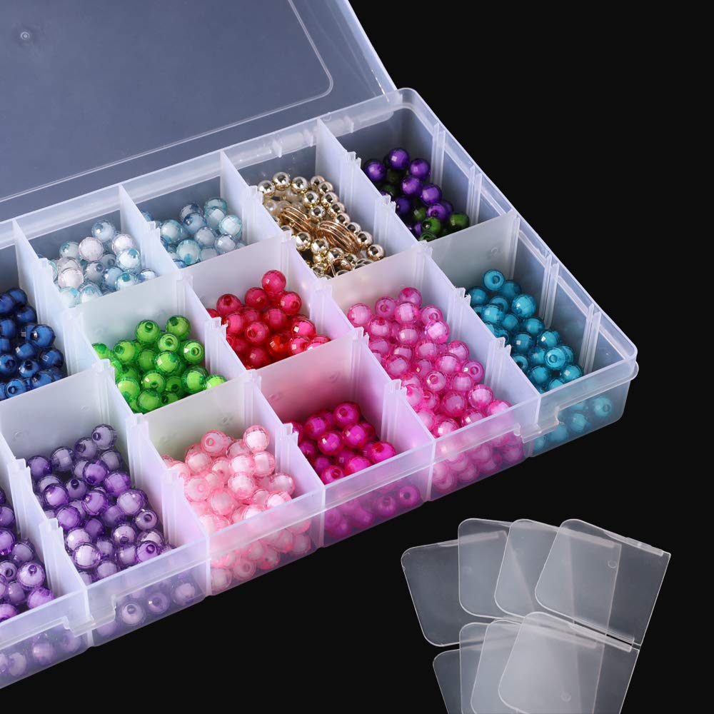 2-Pack 36 Grid Clear Plastic Jewelry Organizer Box with Adjustable Dividers - Earring, Bead & Small Accessories Storage Container | Perfect for Travel, Home Vanity & Craft Room Organization