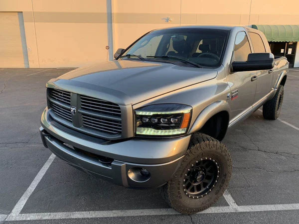 AlphaRex NOVA LED Projector Headlights for Dodge Ram 1500 (2006-2008) & 2500/3500 (2006-2009) - Black Housing, High Performance Lighting Upgrade for Off-Road & Night Driving
