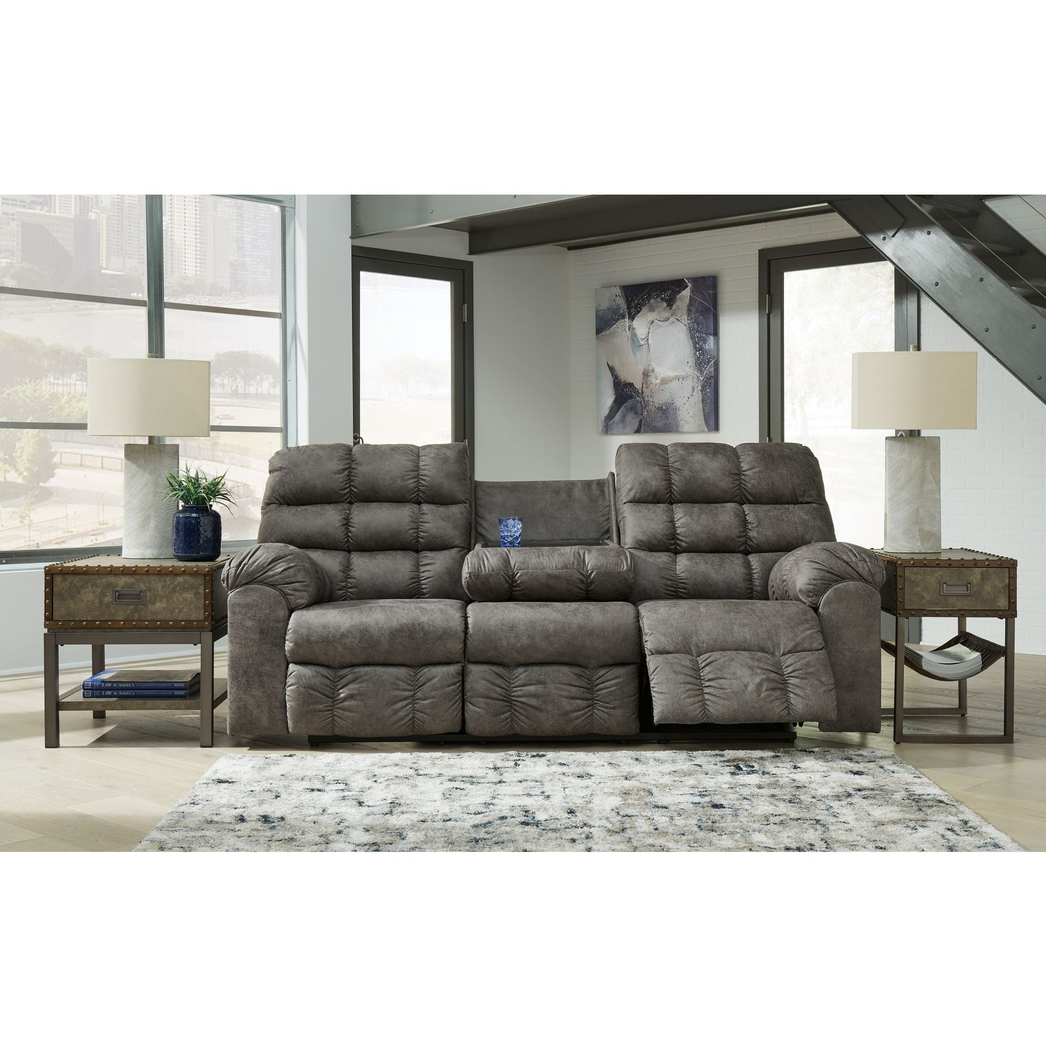Derwin Reclining Sofa - Modern Comfortable Recliner Couch with Adjustable Backrest for Living Room, Home Theater, and Family Room Relaxation