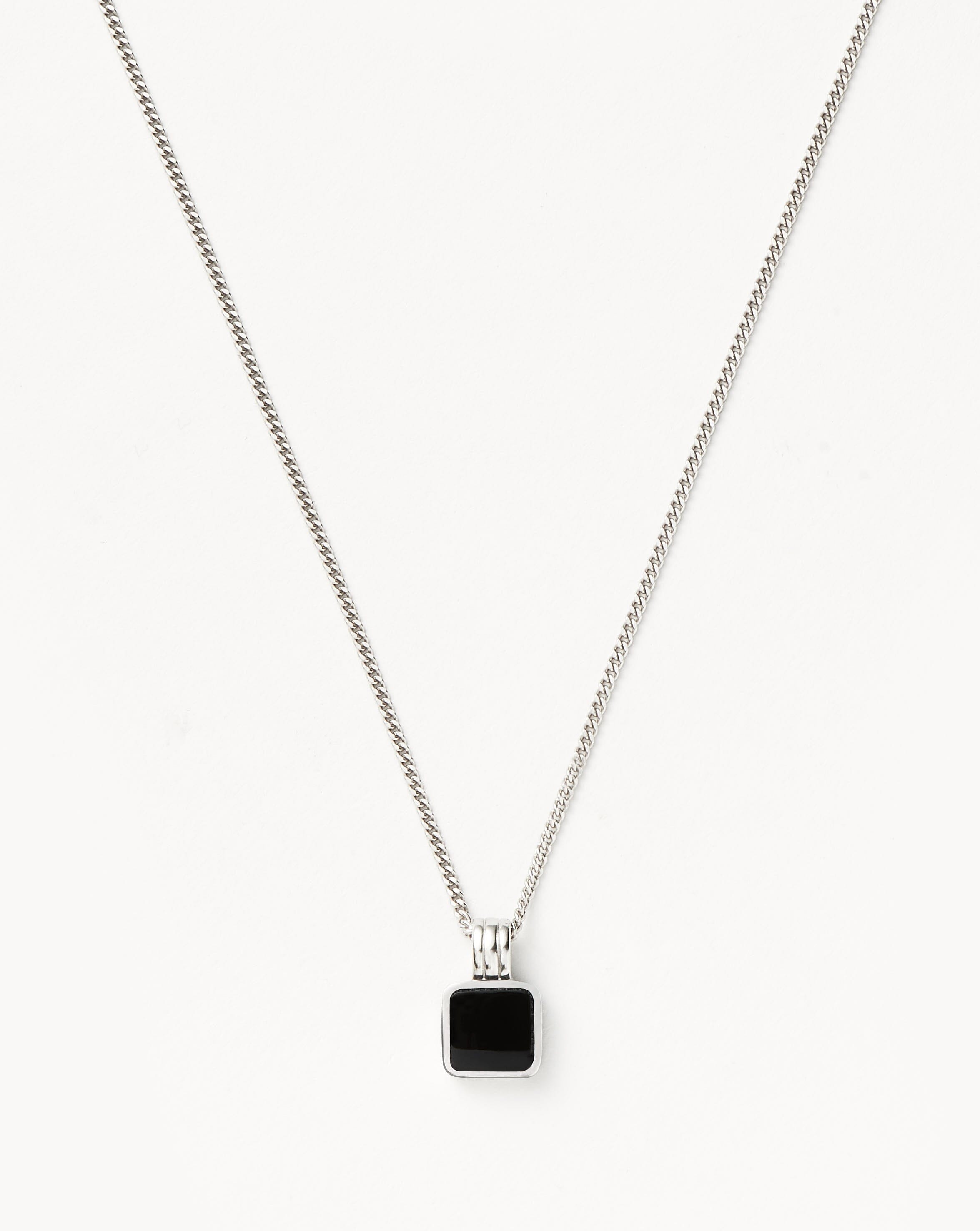 Men's Black Onyx Square Pendant Necklace - Lucy Williams Style - Perfect for Gifts, Casual & Formal Wear