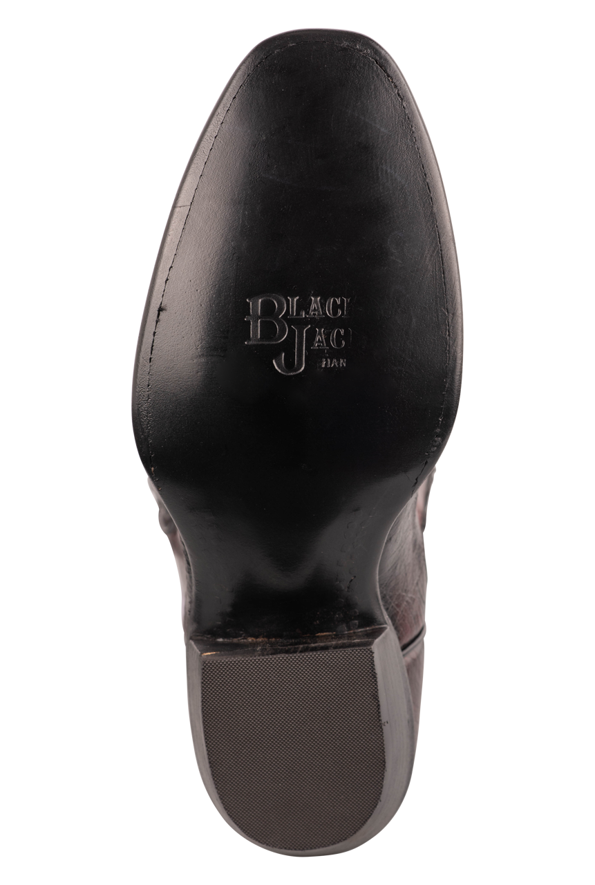 Exclusive Black Jack Smooth Ostrich Leather Cowboy Boots in Black Cherry - Western Fashion for Men & Women | Perfect for Rodeo, Country Music Festivals & Western Style Outfits