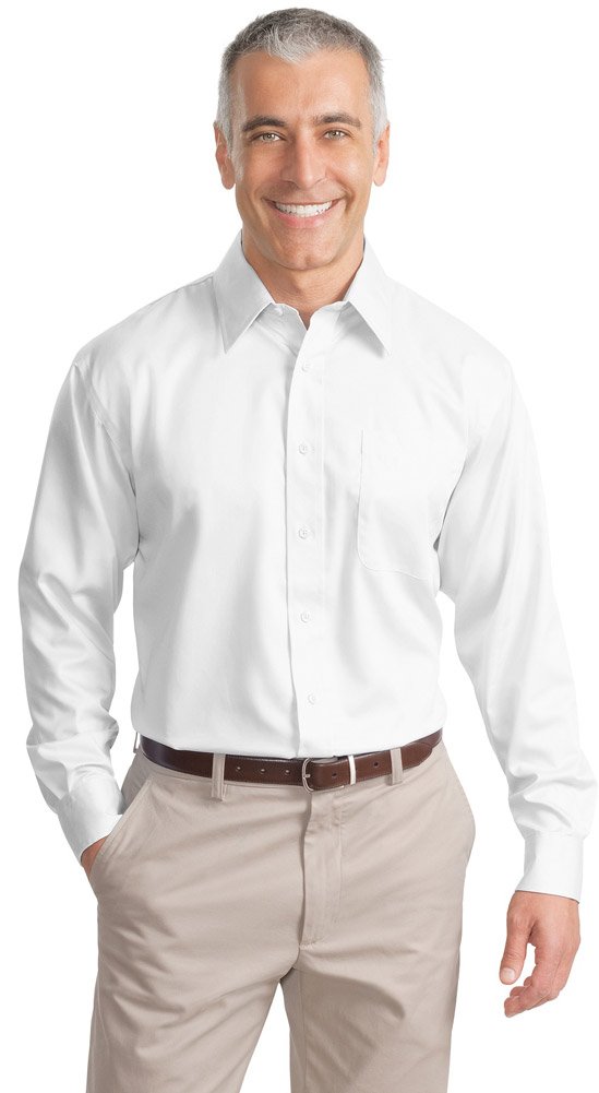 Port Authority Men's Tall Long Sleeve Non-Iron Twill Dress Shirt - Professional Office Wear & Business Casual Attire