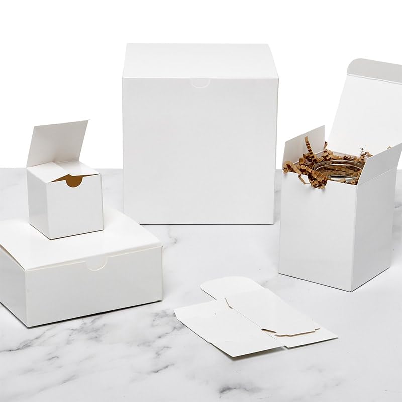 Premium White Gift Boxes 7x7x7 Inches - Bulk Pack of 100 | Elegant Packaging for Weddings, Parties, Retail & DIY Crafts