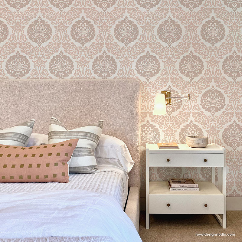 Constance Damask Wall Stencil - Reusable DIY Painting Template for Home Decor, Wall Art, and Furniture Makeover | Perfect for Bedrooms, Living Rooms, and Accent Walls