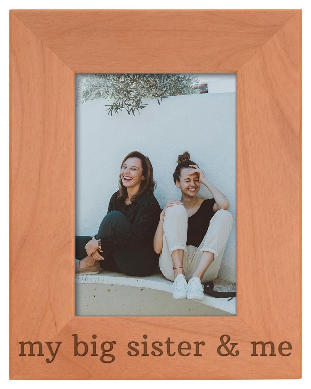 My Big Sister and Me Engraved Wood Picture Frame - 4x6 Natural Wood Portrait Frame for Birthday Gifts, Sister Gifts | Perfect for Bedroom Decor, Nursery Wall Art, Family Photo Display