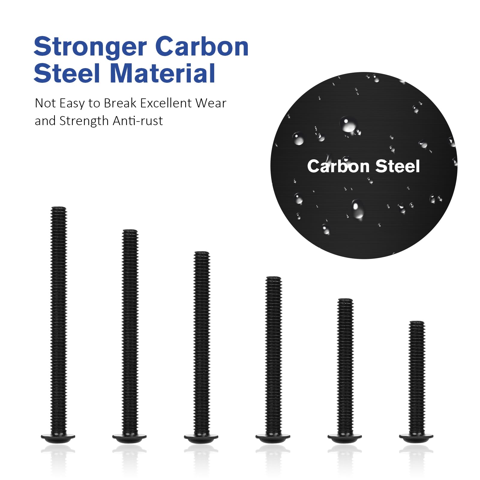 WELLOCKS Black Zinc Cabinet Screws Kit - 100 PCS M4 25-50mm for Drawer Handles Installation
