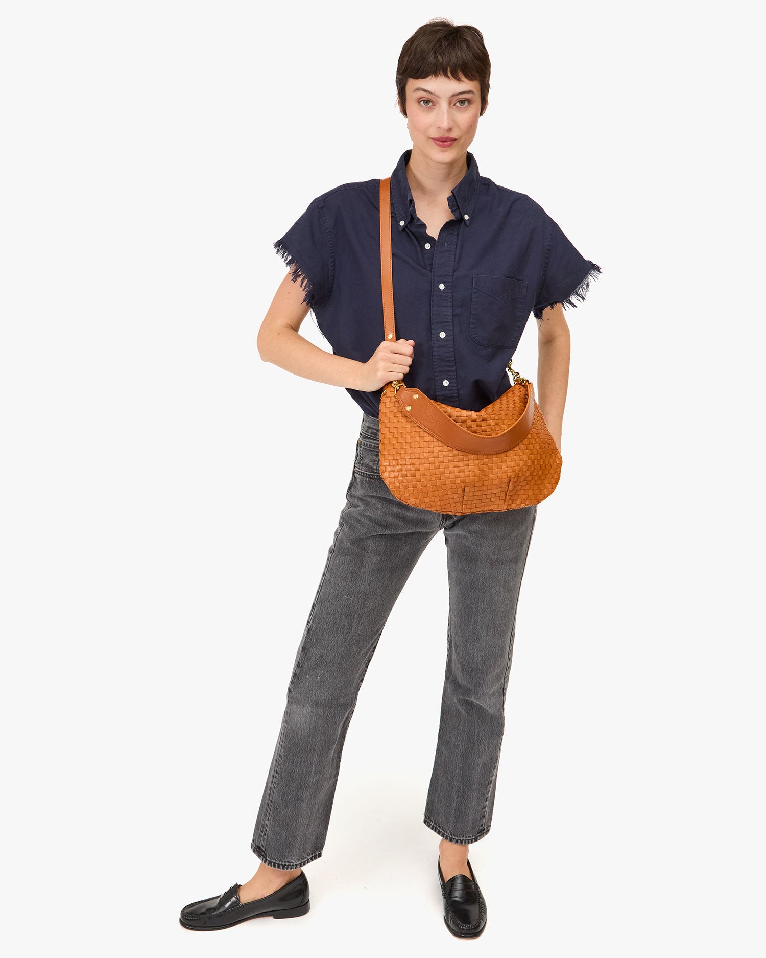 Moyen Messenger Bag - Natural Woven Checker Pattern with Updated Zipper Closure - Perfect for Work, School & Travel Accessories