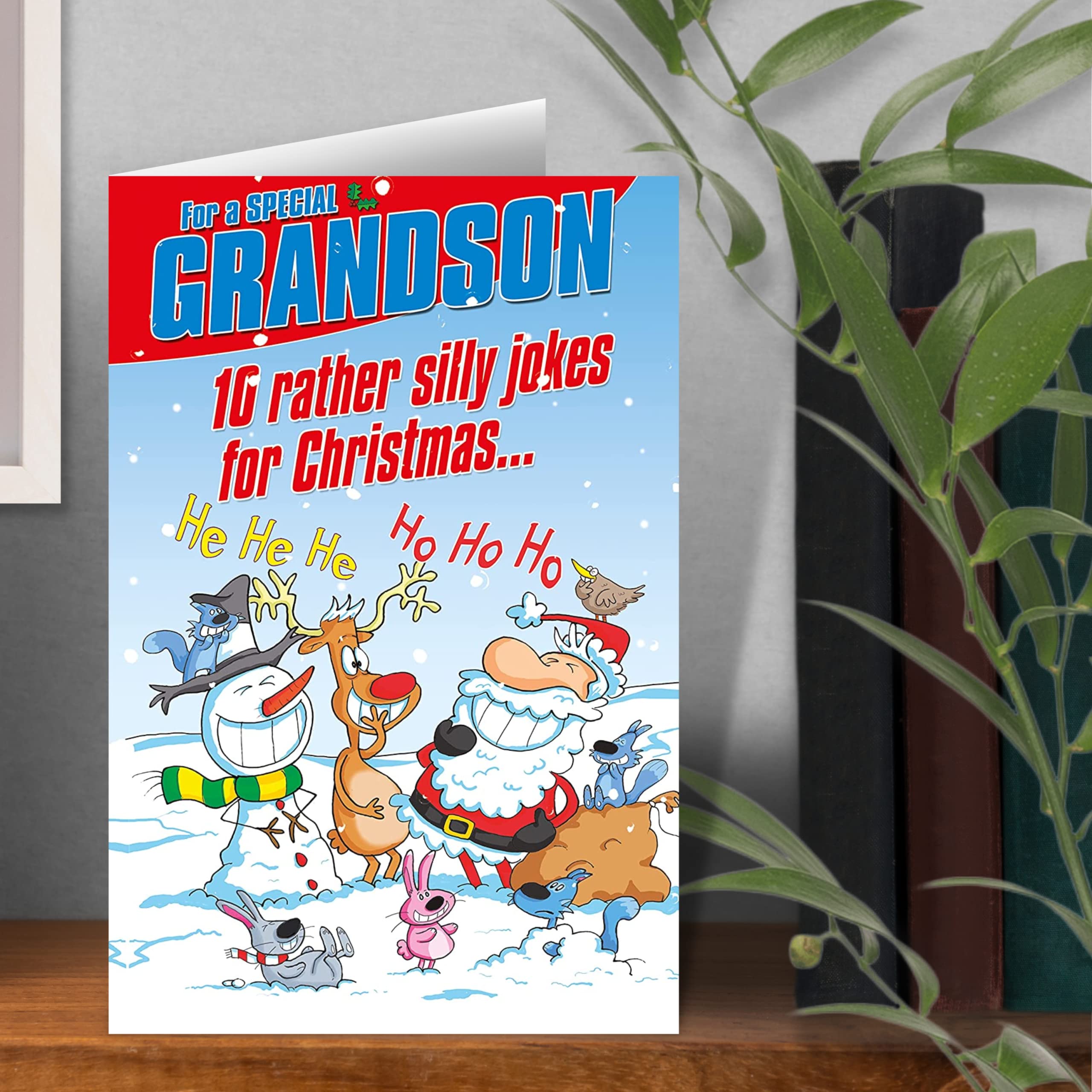 Funny Grandson Christmas Card - Emotional Rescue Xmas Greeting Card for Grandson - Humorous Holiday Card for Him - Perfect for Family Gatherings & Gift Exchanges
