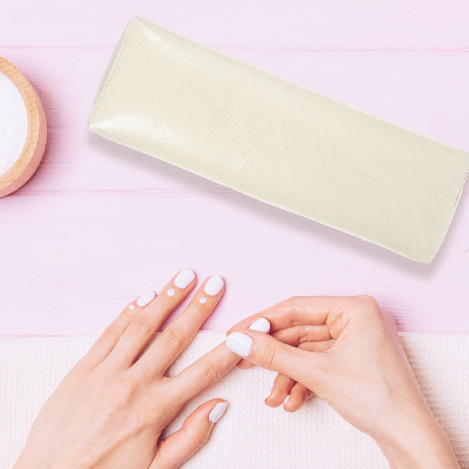 Lurrose PU Wrist Rest Cushion for Nail Art & Manicure - Ergonomic Hand Support Pillow for Nail Salon & Home Use - White Desk Accessory (1pc) | Perfect for Nail Technicians, Office Workers & DIY Enthusiasts