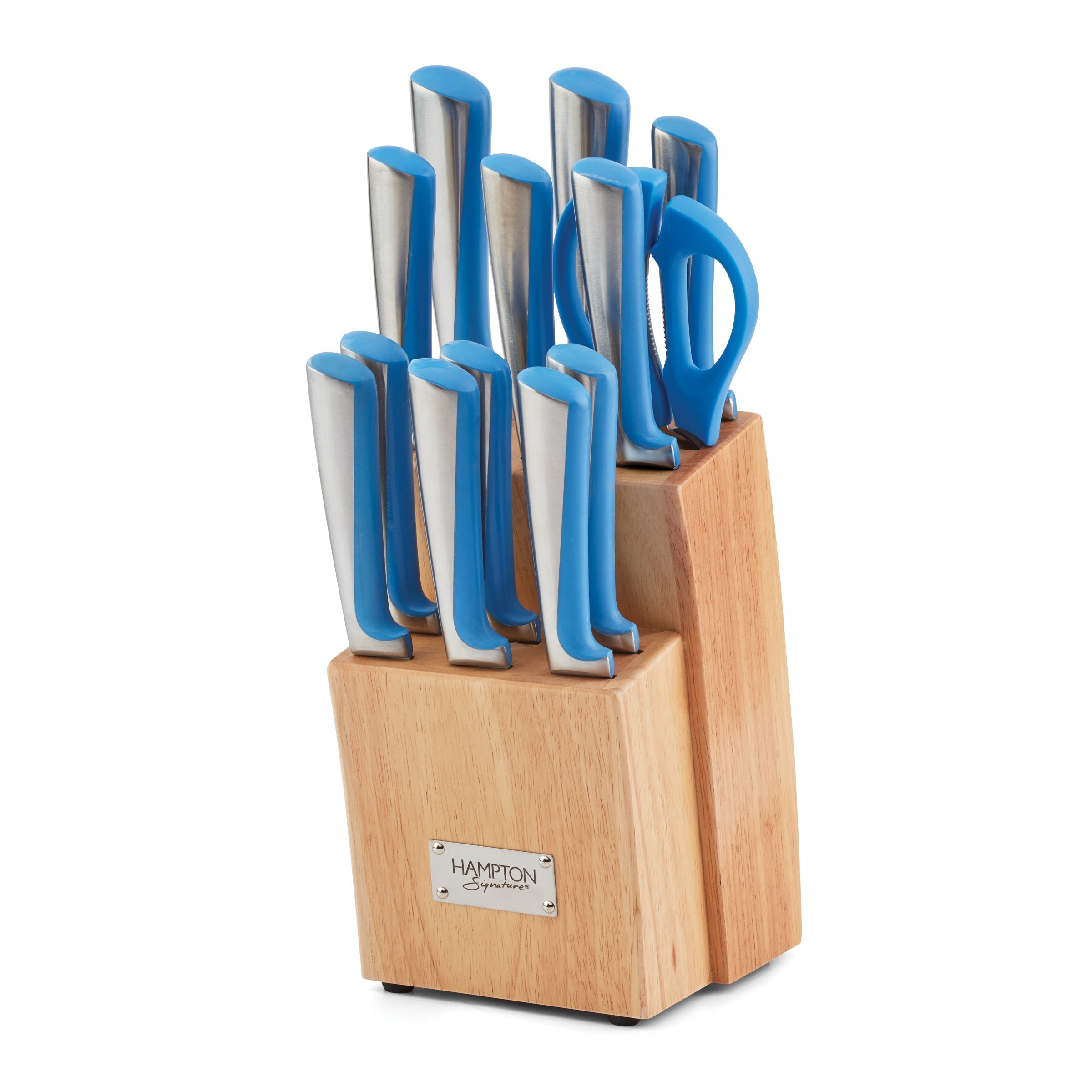 Premium Orion Blue 14-Piece Knife Block Set - High-Quality Stainless Steel Cutlery with Wooden Holder for Kitchen - Perfect for Home Chefs, Cooking Enthusiasts & Gift Giving