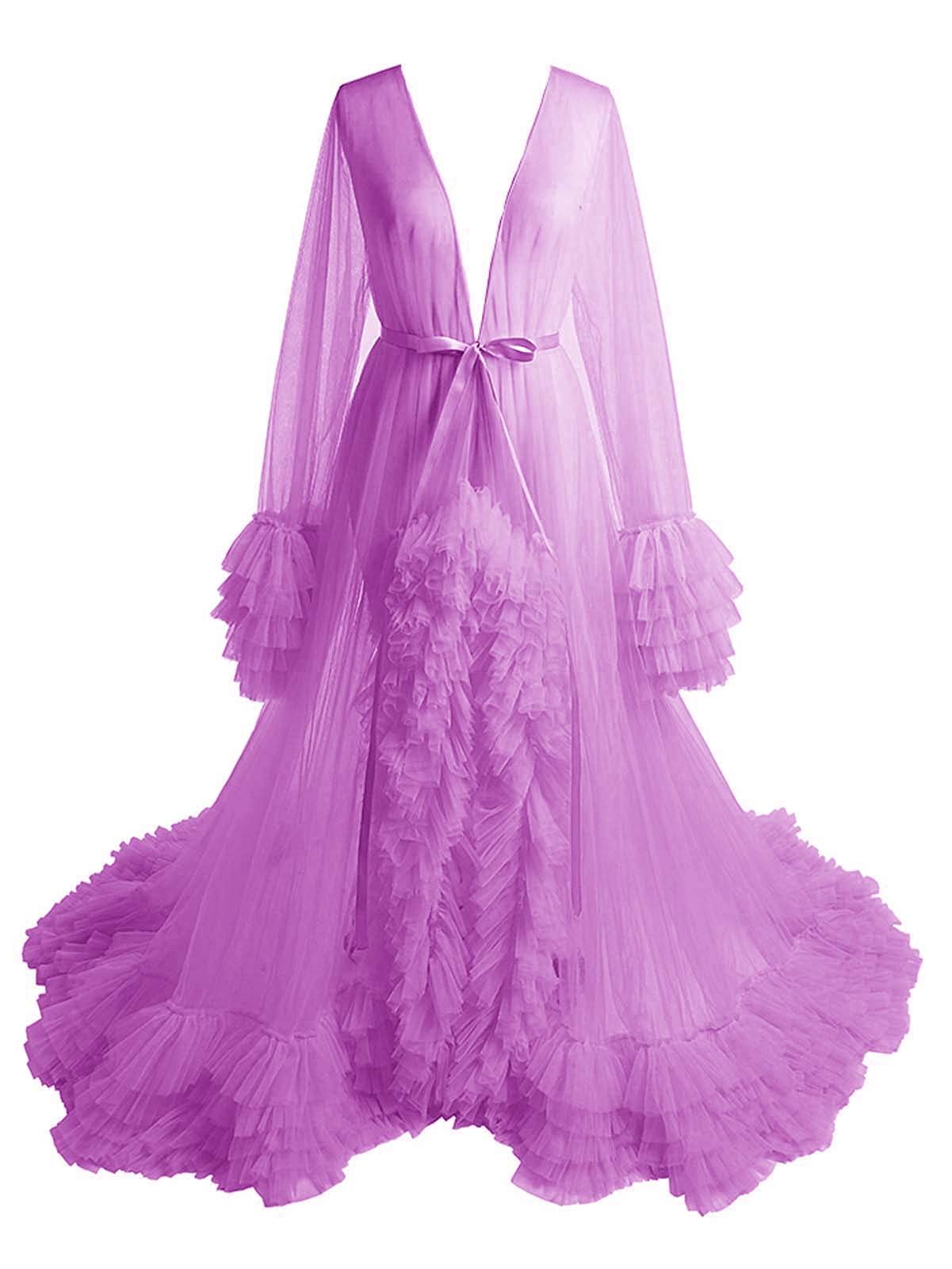Molisa Sexy Tulle Robe - Maternity Photoshoot Lingerie, Ruffle Bridal Nightgown & Sleepwear for Women | Perfect for Boudoir, Wedding Night & Romantic Getaways