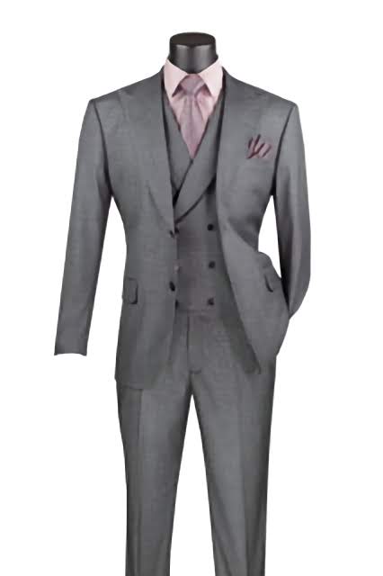 Tessori Collection Men's Modern Fit 3-Piece Solid Charcoal Suit Set - Formal Business Attire for Weddings, Office & Special Occasions