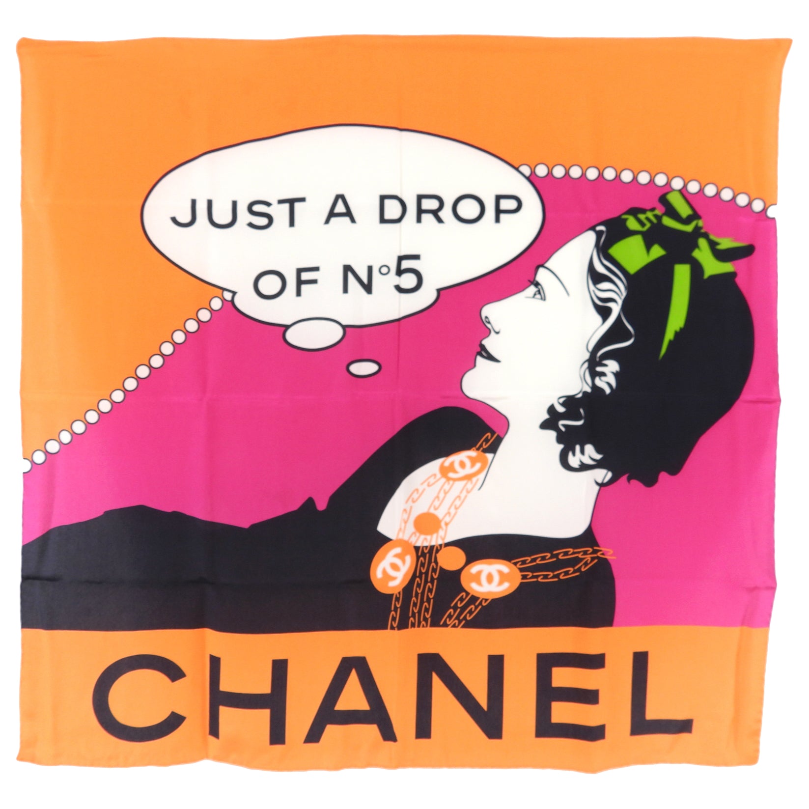Chanel Limited Edition No. 5 Perfume Inspired Silk Scarf - Elegant Floral Fashion Accessory for Women, Gift for Her, Perfect for Parties, Weddings & Special Occasions