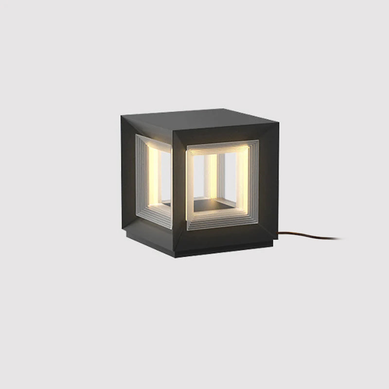 Modern LED Light Cube Outdoor Post Light - Waterproof Solar Powered Garden Lighting for Pathways, Driveways & Patio Decor