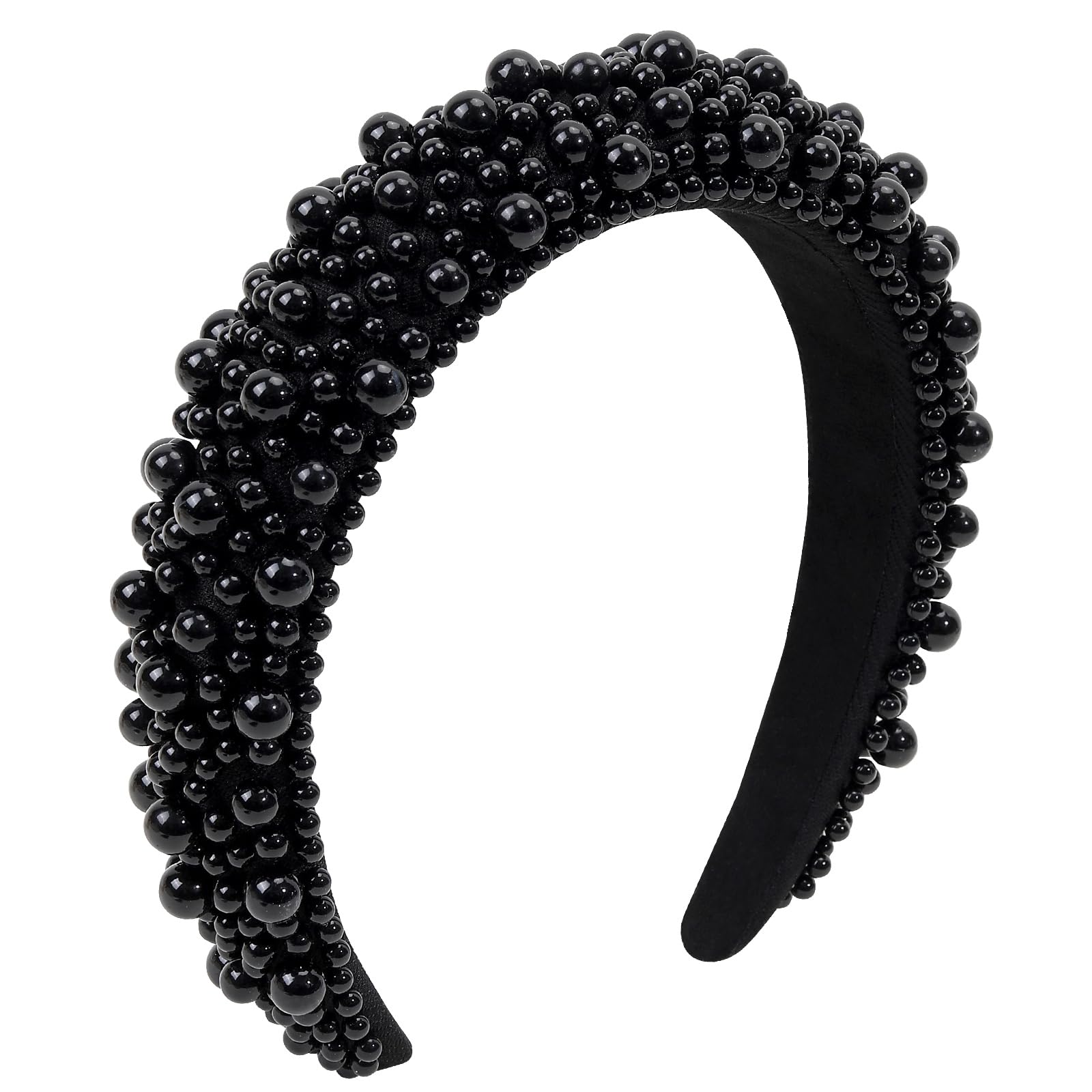 Sparkly Pearl Beaded Headband for Women - Elegant Bridal Wedding Hair Accessories for Women & Girls (Black) | Perfect for Weddings, Prom, Parties & Special Occasions