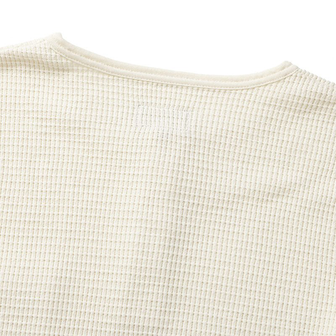 Seager Sawpit Long Sleeve Henley Thermal Shirt for Men - White | Warm Winter Base Layer for Hiking, Camping & Outdoor Activities