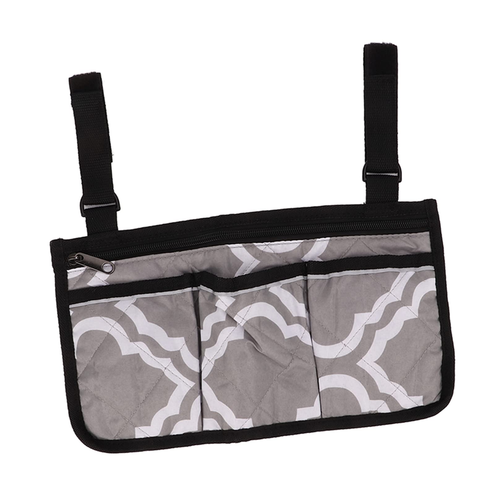 Durable Wheelchair Side Bag - Waterproof Polyester Pongee Storage Pouch with Multiple Pockets for Walker Accessories, Snacks & Essentials (Grey Pattern) - Perfect for Outdoor Activities, Travel & Daily Use