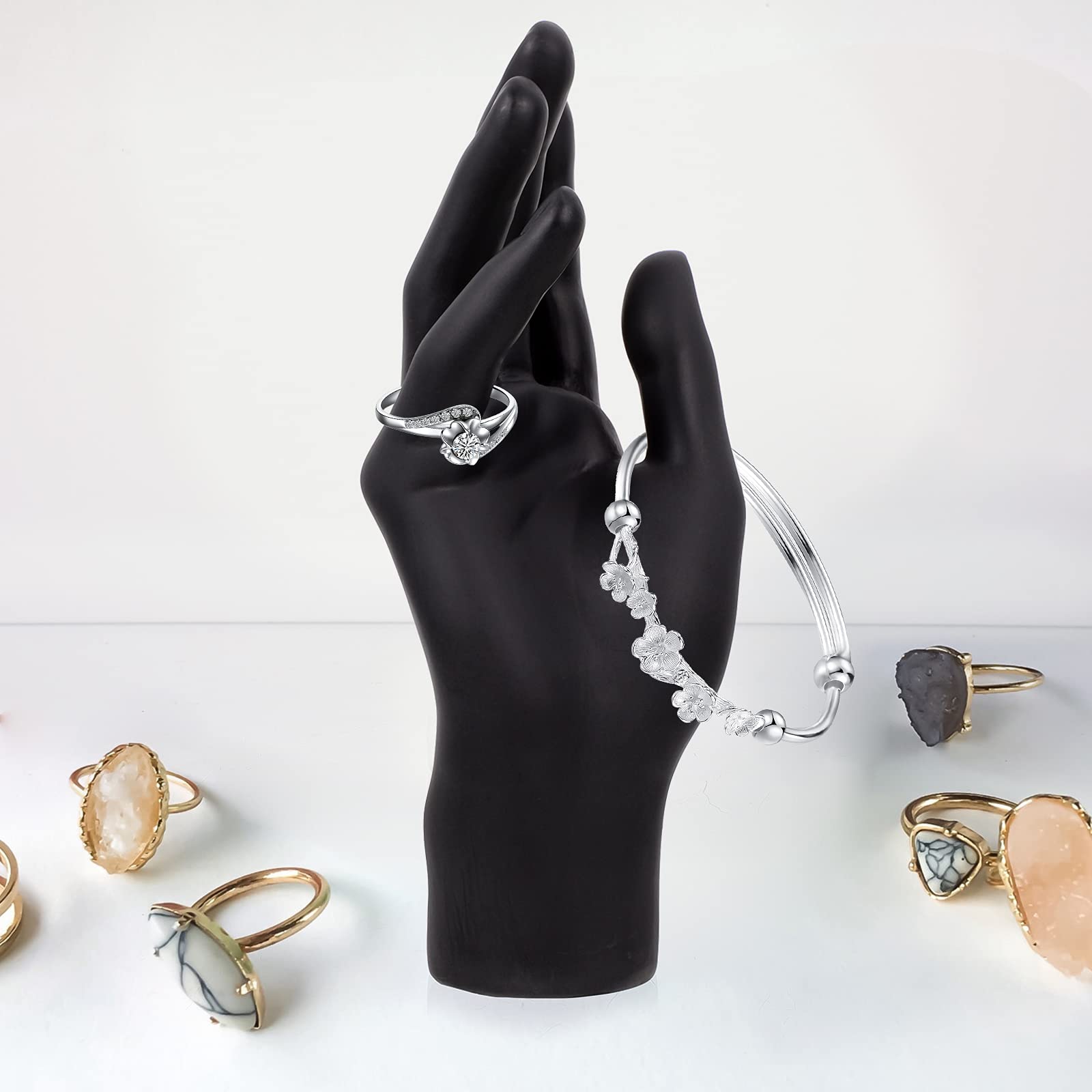 Cabilock 1pc Jewelry Display Hand Model - Elegant Ring & Earring Holder for Necklaces, Bracelets, Watches - Perfect for Boutique, Wedding, Retail Store & Home Decor Jewelry Organization